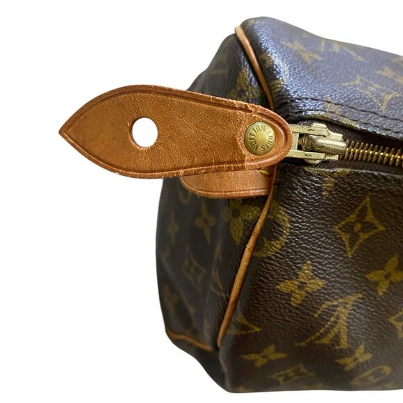 Louis Vuitton Speedy 30 Handbag LV Monogram Canvas Brown Tan Vintage Designer - Picture 15 of 16